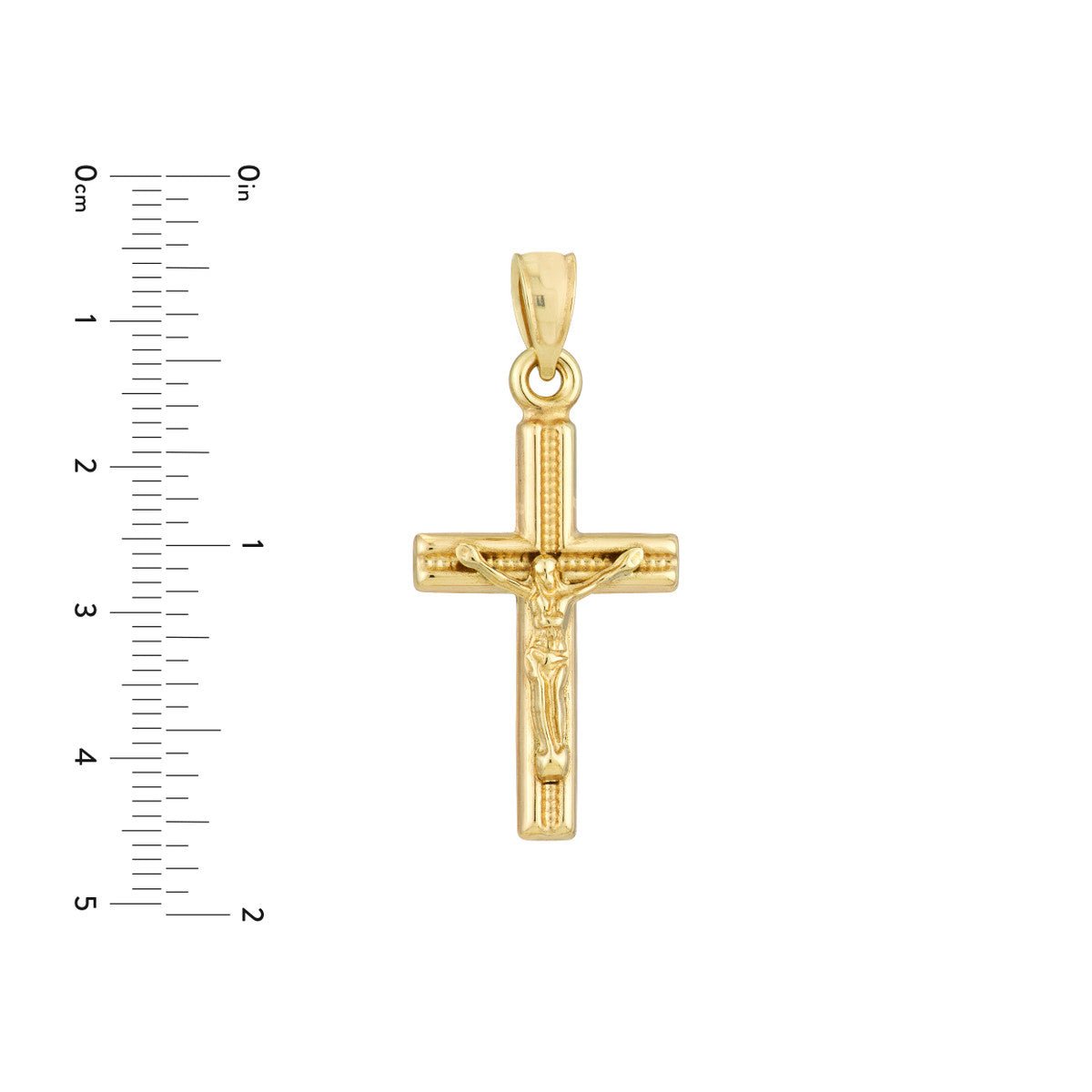 14K Yellow Gold 3D Concave Textured Crucifix Pendant Birmingham Jewelry Pendant Birmingham Jewelry 