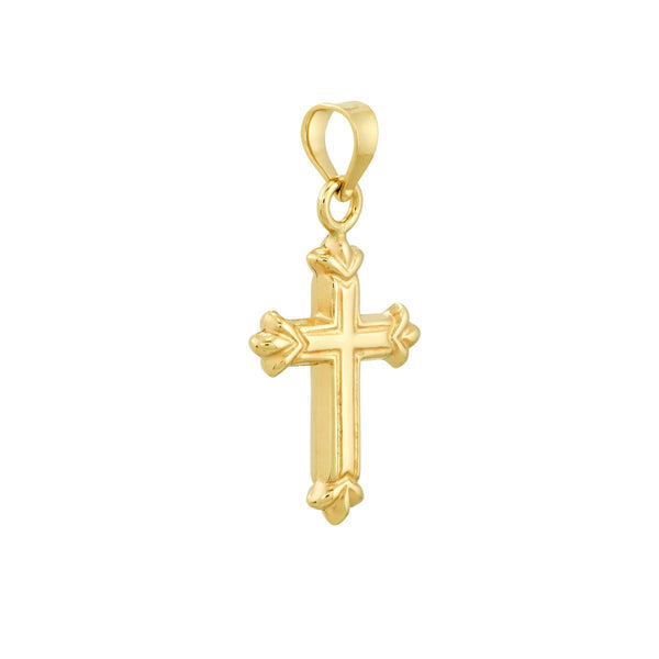 Birmingham Jewelry - 14K Yellow Gold 3D Fleur Detailed Cross Pendant - Birmingham Jewelry