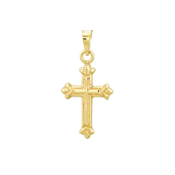 Birmingham Jewelry - 14K Yellow Gold 3D Fleur Detailed Cross Pendant - Birmingham Jewelry