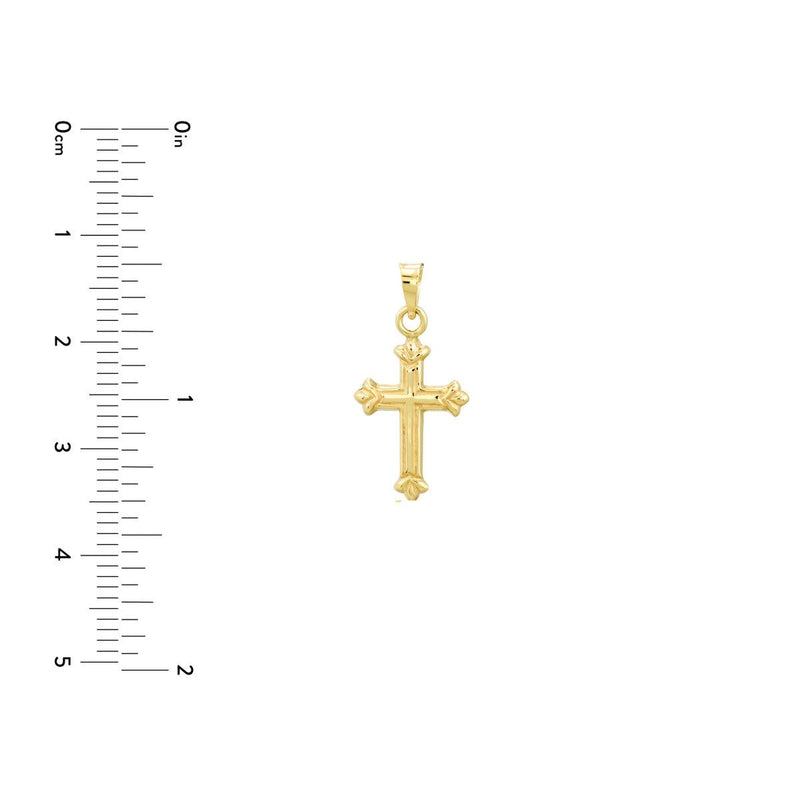 Birmingham Jewelry - 14K Yellow Gold 3D Fleur Detailed Cross Pendant - Birmingham Jewelry