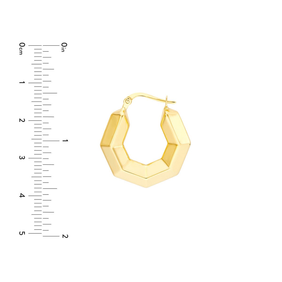 Birmingham Jewelry - 14K Yellow Gold 3D Hexagon Hoops - Birmingham Jewelry