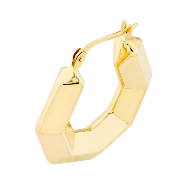 Birmingham Jewelry - 14K Yellow Gold 3D Hexagon Hoops - Birmingham Jewelry