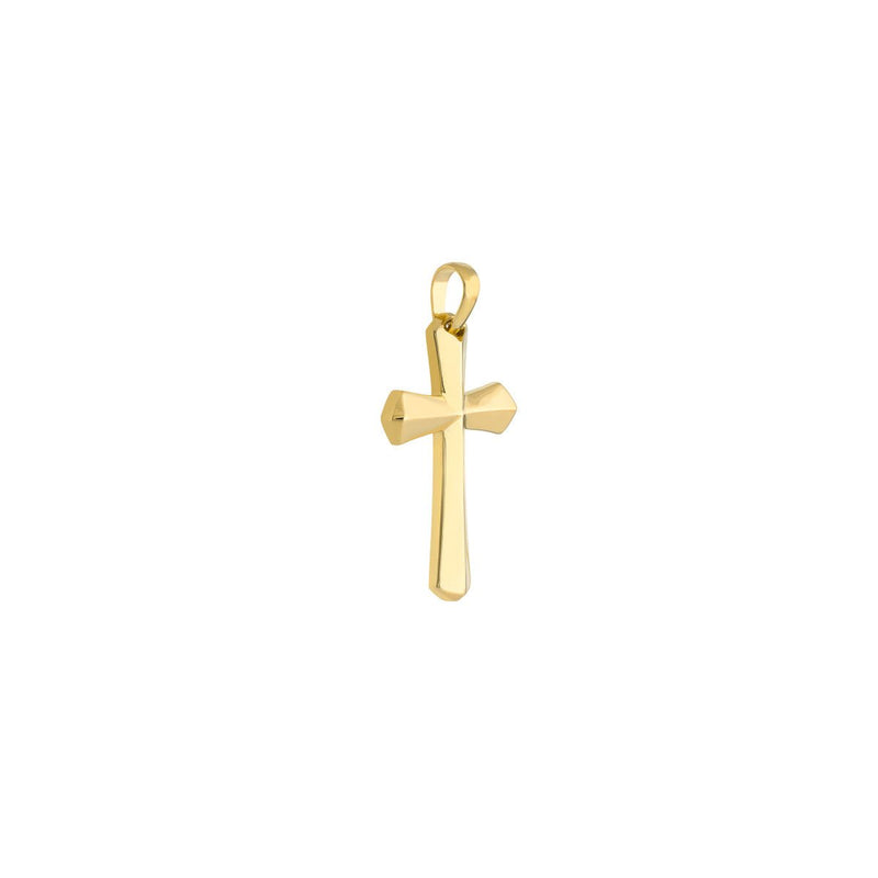 Birmingham Jewelry - 14K Yellow Gold 3D Knife Edge Cross Pendant - Birmingham Jewelry