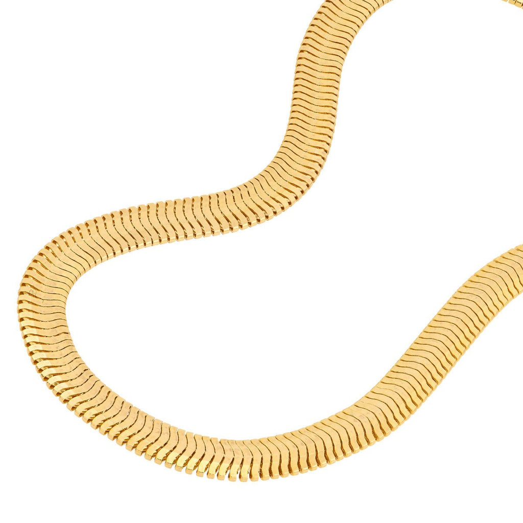 14K Real Yellow Gold Herringbone Snake Chain Necklace