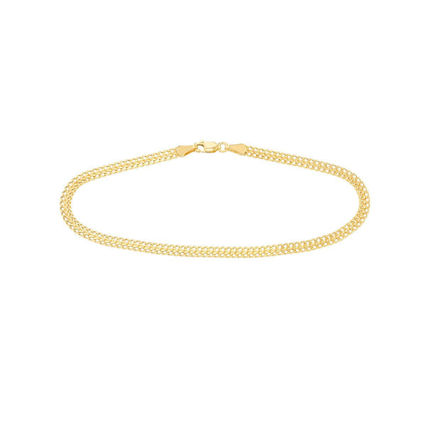 Birmingham Jewelry - 14K Yellow Gold 4.3mm D/C Curb Bismarck Chain with Lobster Lock Anklet - Birmingham Jewelry