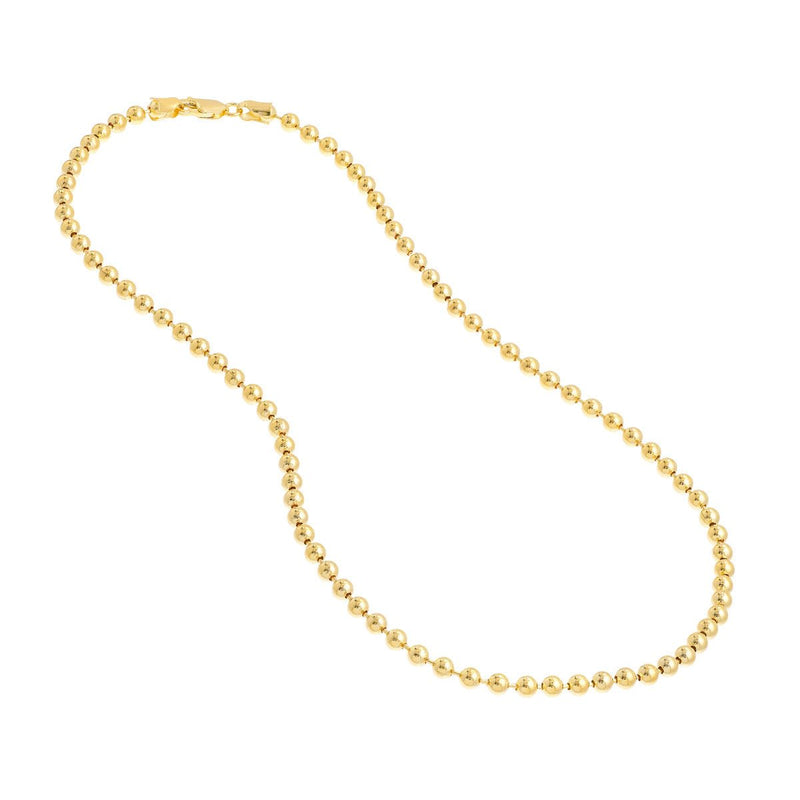 14K Solid Gold Ball Chain Necklace with Lobster Lock