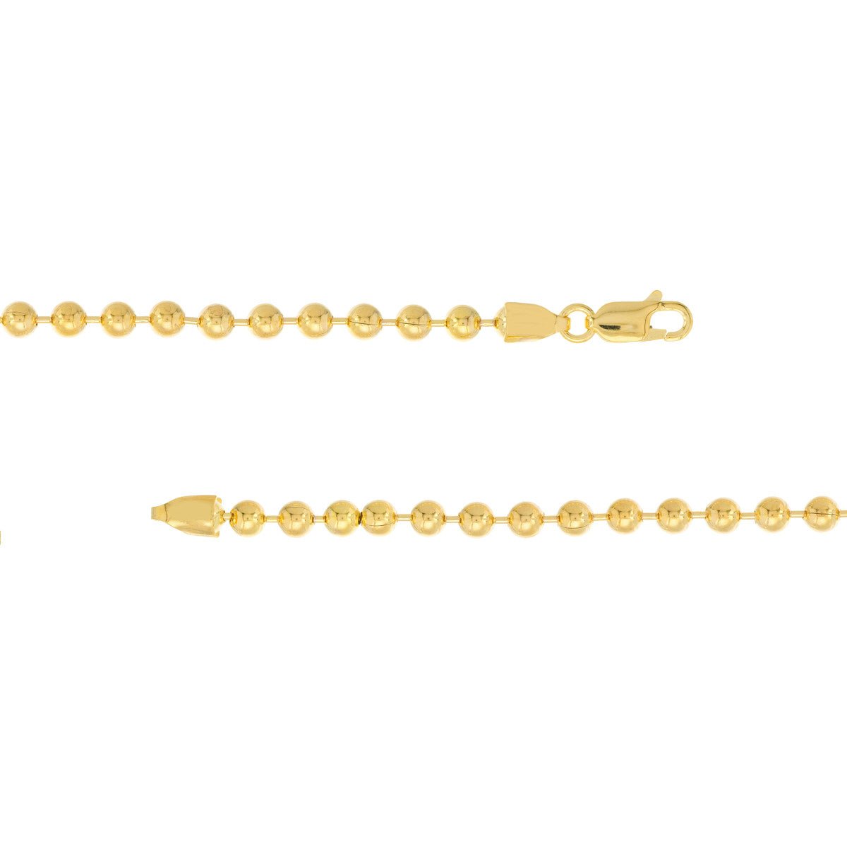 Birmingham Jewelry - 14K Yellow Gold 4mm Bead Chain with Lobster Lock - Birmingham Jewelry