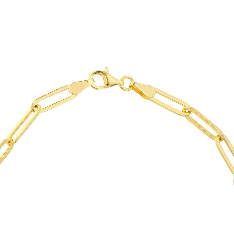 14K Yellow Gold Oval Link Paper Clip Bracelet