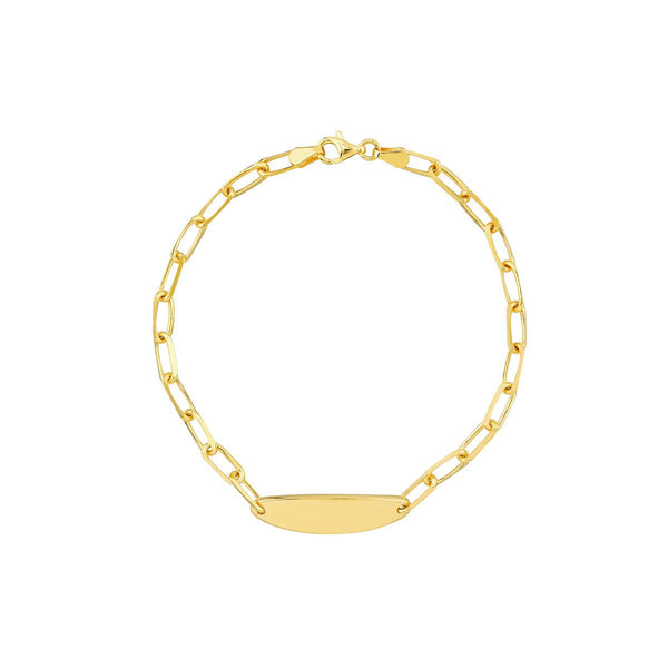 Birmingham Jewelry - 14K Yellow Gold 4mm Forzentina Oval ID Bracelet with Pear Shape Lock - Birmingham Jewelry