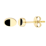 Birmingham Jewelry - 14K Yellow Gold 50/50 Black/High Polished Oval Stud Earrings - Birmingham Jewelry
