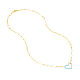 Birmingham Jewelry - 14K Yellow Gold 50/50 Lt. Turquoise Enamel Diamond Heart Necklace - Birmingham Jewelry
