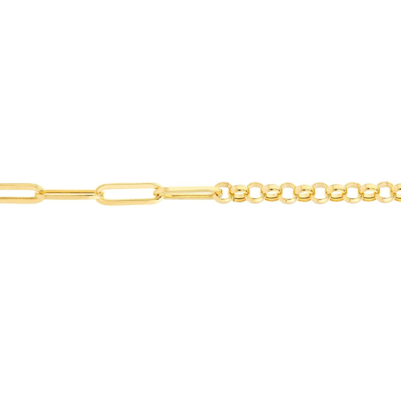 Birmingham Jewelry - 14K Yellow Gold 50/50 Paper Clip + Rolo Chain with Lobster Lock - Birmingham Jewelry