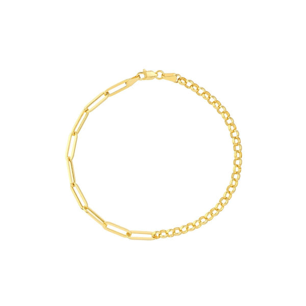 Birmingham Jewelry - 14K Yellow Gold 50/50 Paper Clip + Rolo Chain with Lobster Lock - Birmingham Jewelry