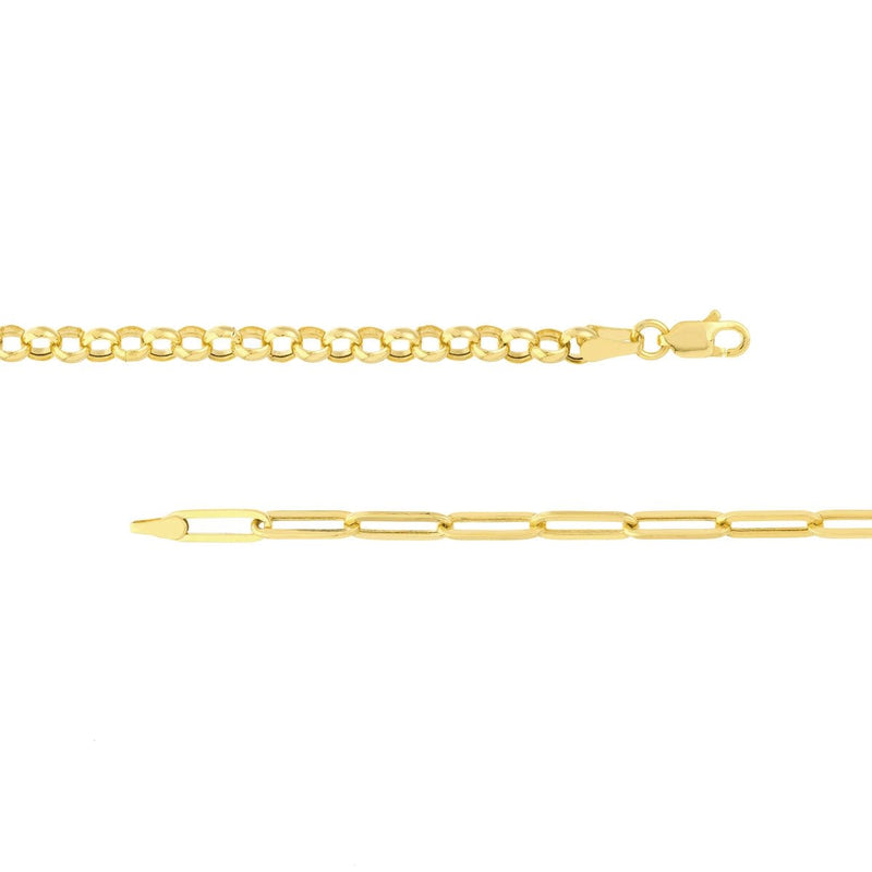 14K Yellow Gold 50/50 Paper Clip + Rolo Chain with Lobster Lock Birmingham Jewelry Chain Birmingham Jewelry 