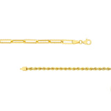 Birmingham Jewelry - 14K Yellow Gold 50/50 Paperclip and Rope Necklace - Birmingham Jewelry