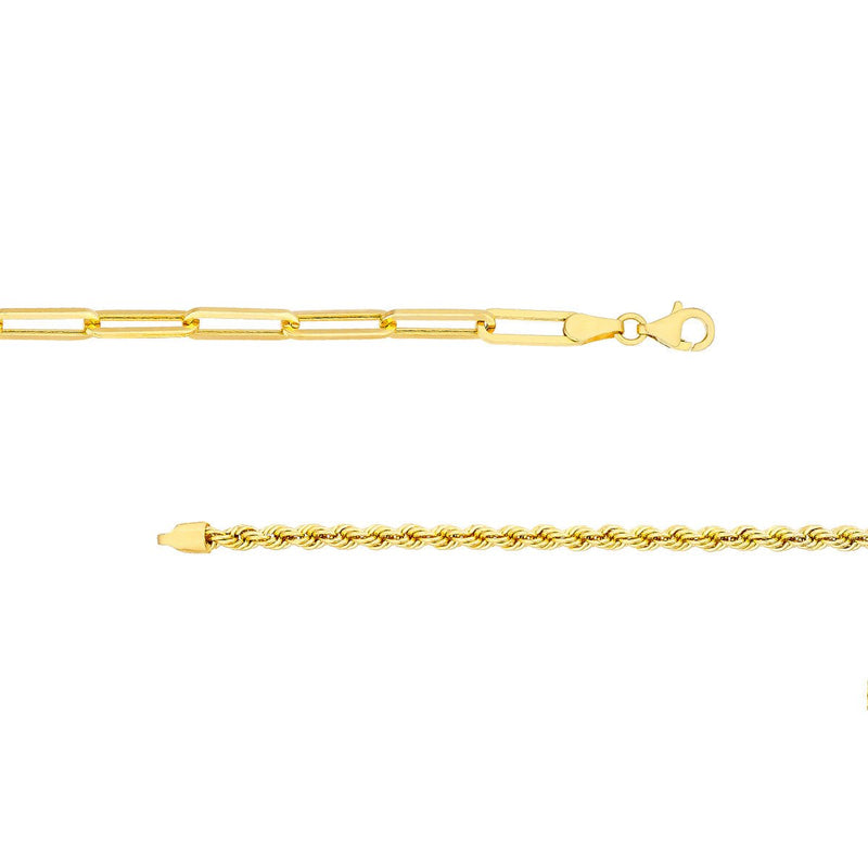 Birmingham Jewelry - 14K Yellow Gold 50/50 Paperclip and Rope Necklace - Birmingham Jewelry