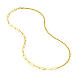 Birmingham Jewelry - 14K Yellow Gold 50/50 Paperclip and Rope Necklace - Birmingham Jewelry