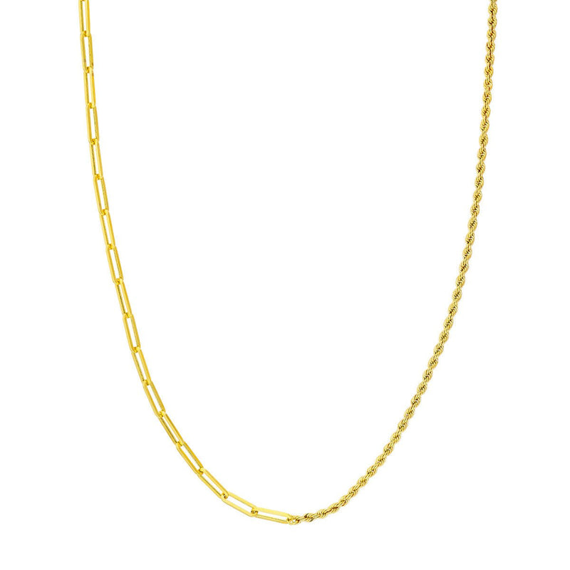 Birmingham Jewelry - 14K Yellow Gold 50/50 Paperclip and Rope Necklace - Birmingham Jewelry