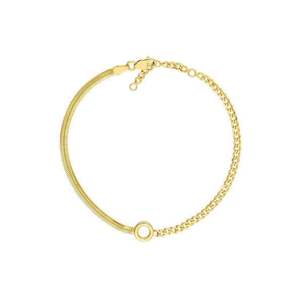 Birmingham Jewelry - 14K Yellow Gold 50/50 Snake + Curb Circle Station Bracelet - Birmingham Jewelry