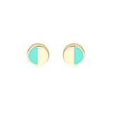 Birmingham Jewelry - 14K Yellow Gold 50/50 Turq/High Polished Stud Earrings - Birmingham Jewelry