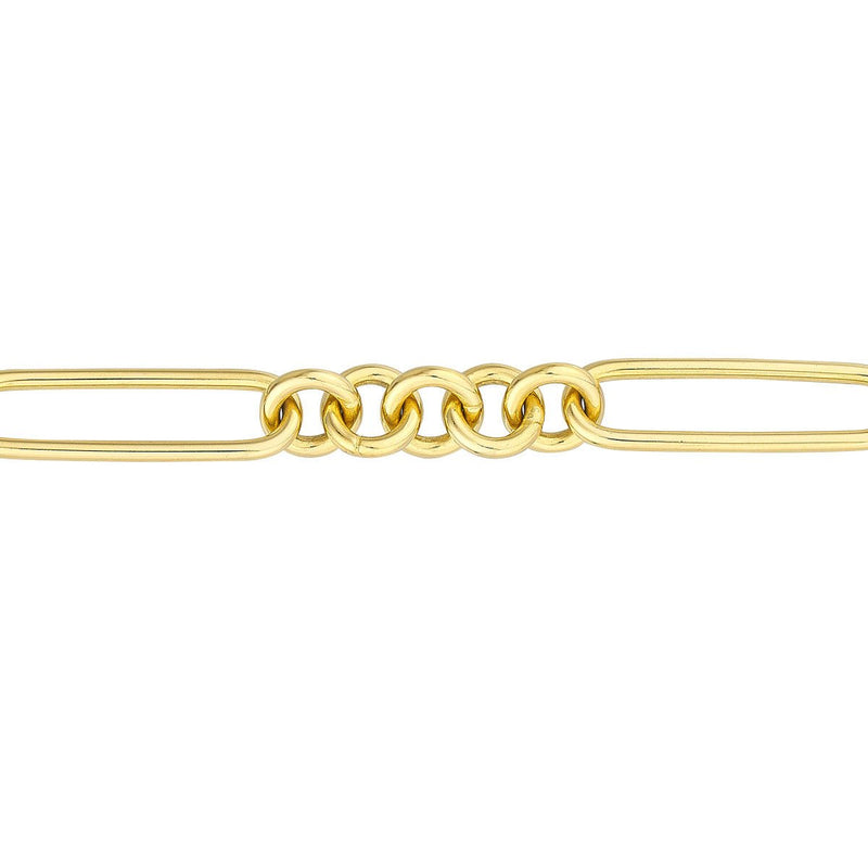 Birmingham Jewelry - 14K Yellow Gold 5+1 Round Paper Clip Chain Bracelet - Birmingham Jewelry