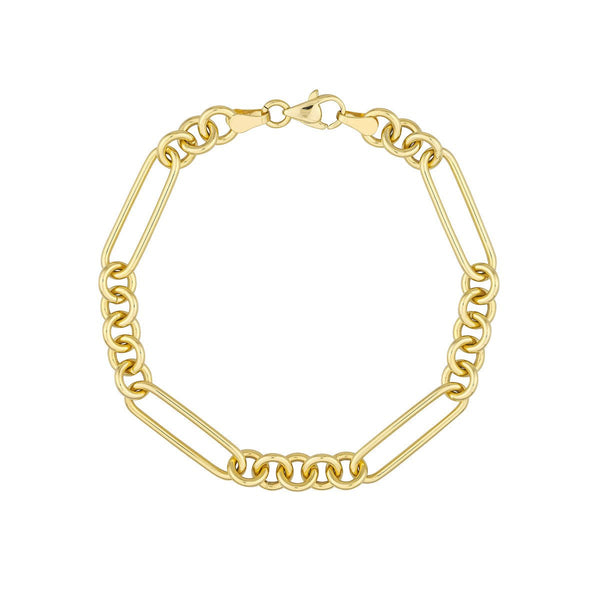 Birmingham Jewelry - 14K Yellow Gold 5+1 Round Paper Clip Chain Bracelet - Birmingham Jewelry