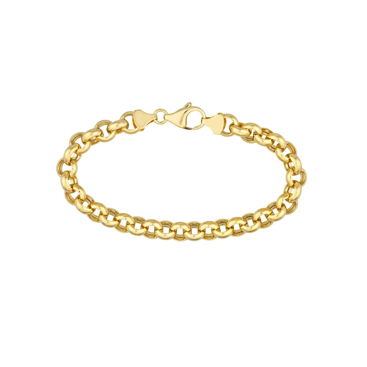 Birmingham Jewelry - 14K Yellow Gold 8mm Hollow Rolo Chain with Pear Lobster Lock - Birmingham Jewelry