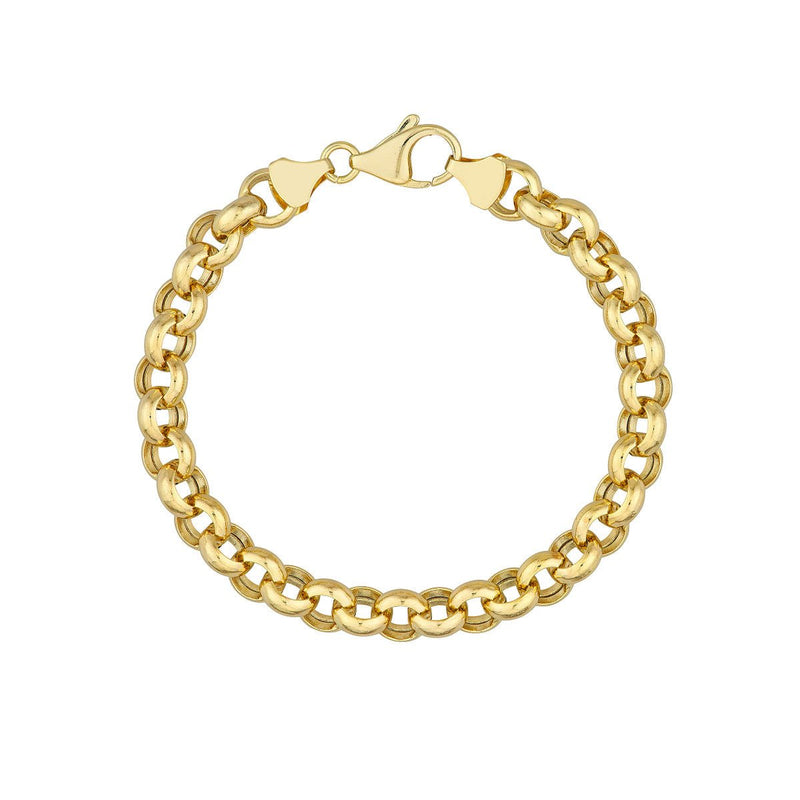 Birmingham Jewelry - 14K Yellow Gold 8mm Hollow Rolo Chain with Pear Lobster Lock - Birmingham Jewelry