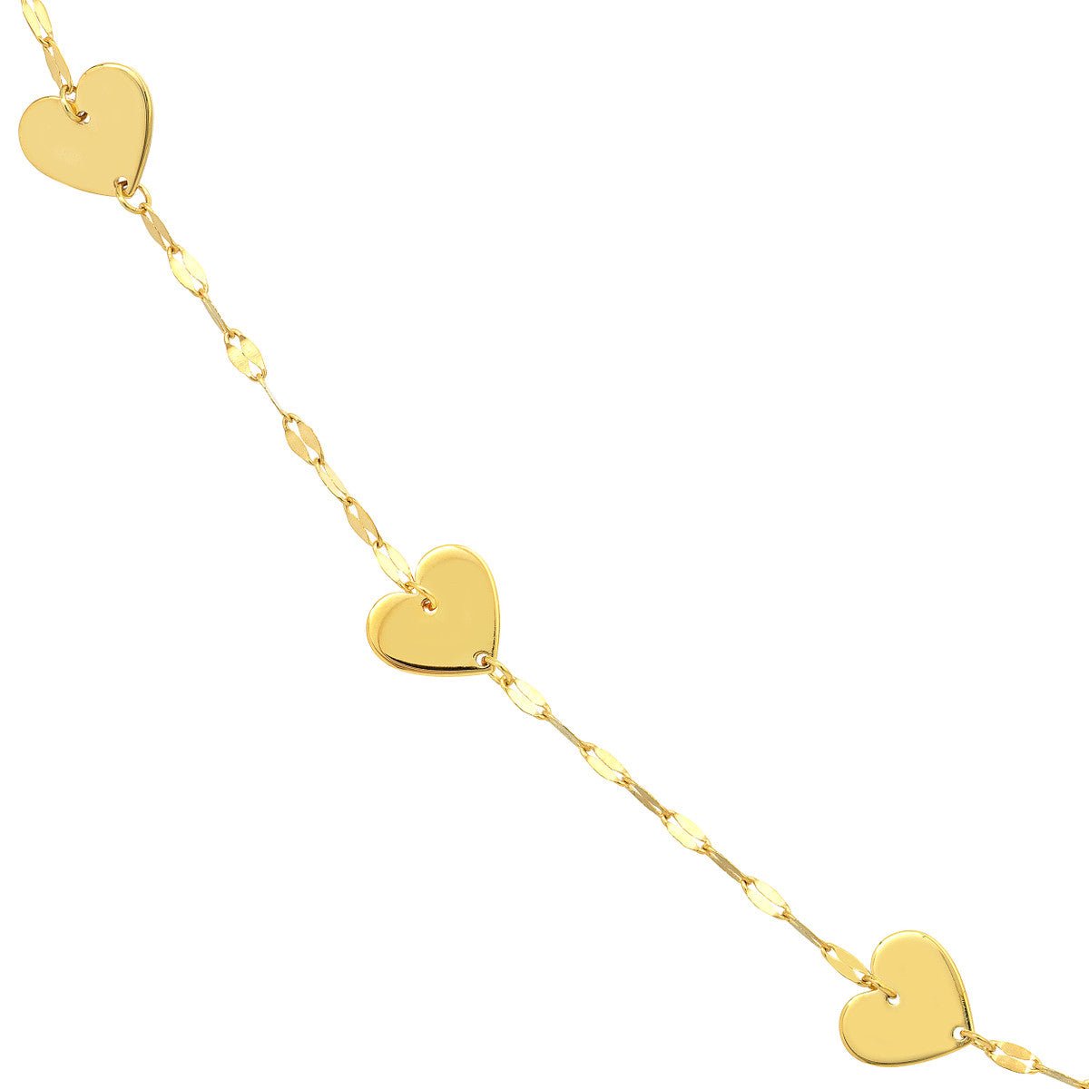 Birmingham Jewelry - 14K Yellow Gold Adjustable Five Heart Stations Necklace - Birmingham Jewelry