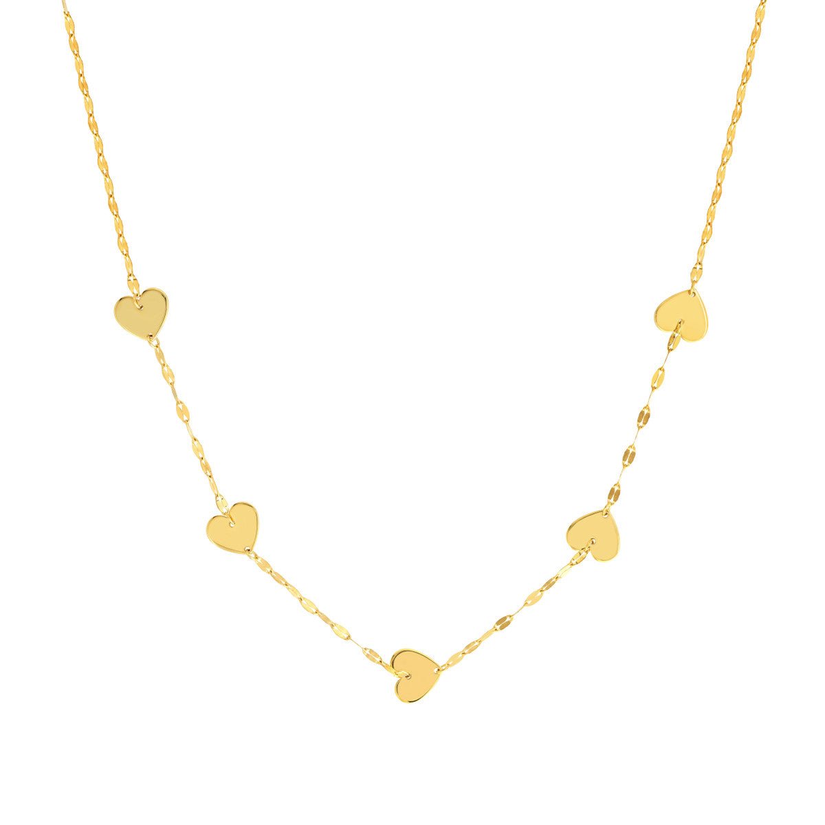 Birmingham Jewelry - 14K Yellow Gold Adjustable Five Heart Stations Necklace - Birmingham Jewelry
