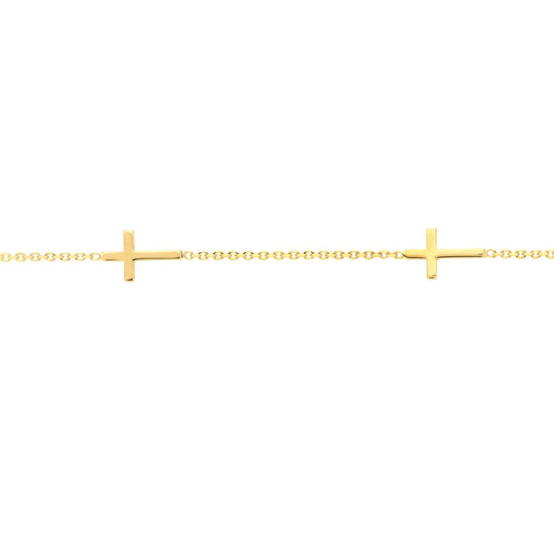 Birmingham Jewelry - 14K Yellow Gold Adjustable Mini Cross Stations Bracelet - Birmingham Jewelry