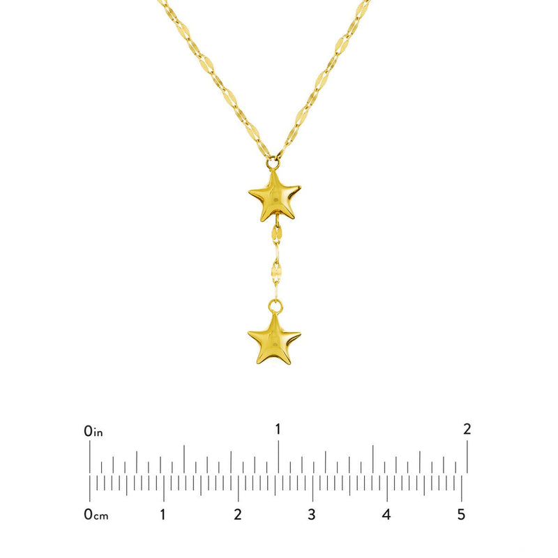 Birmingham Jewelry - 14K Yellow Gold Adjustable Puffed Star Drop Baby Necklace - Birmingham Jewelry