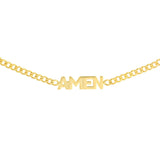 Birmingham Jewelry - 14K Yellow Gold Amen Plate on Open Curb Chain Choker - Birmingham Jewelry