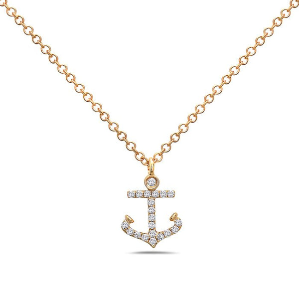 14K Yellow Gold Anchor Diamond Necklace Birmingham Jewelry Necklace Birmingham Jewelry 