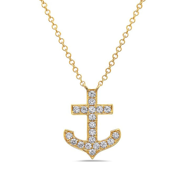 14K Yellow Gold Anchor Diamond Necklace Birmingham Jewelry Necklace Birmingham Jewelry 