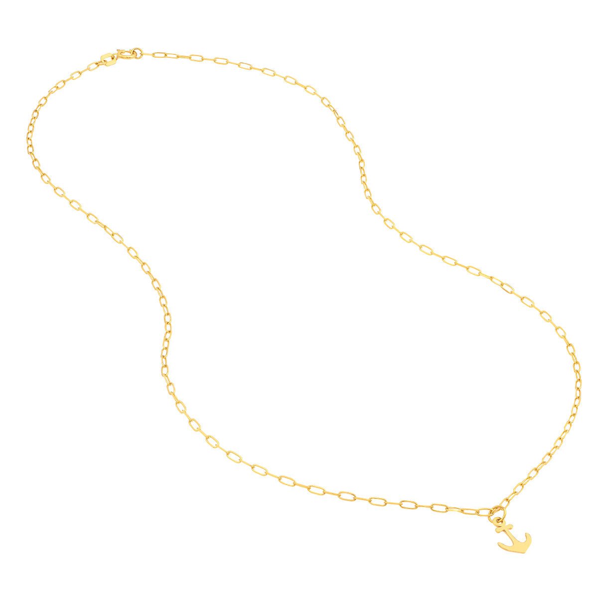 14K Yellow Gold Anchor Paper Clip Necklace Birmingham Jewelry Necklace Birmingham Jewelry 