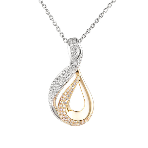 14K Yellow Gold And 14K White Gold Water Droplets Design Gold Pendant Necklace Birmingham Jewelry Necklace Birmingham Jewelry 