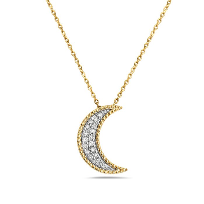 Birmingham Jewelry - 14K Yellow Gold And Diamond Moon Necklace - Birmingham Jewelry