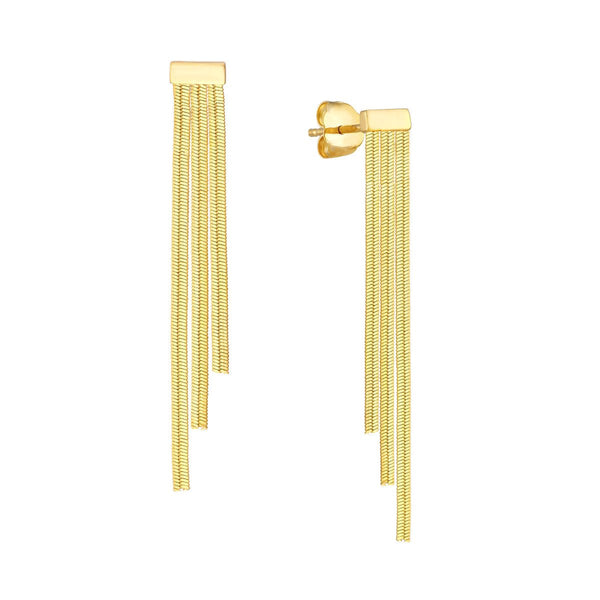 Birmingham Jewelry - 14K Yellow Gold Ascending Triple Snake Chain Earrings - Birmingham Jewelry