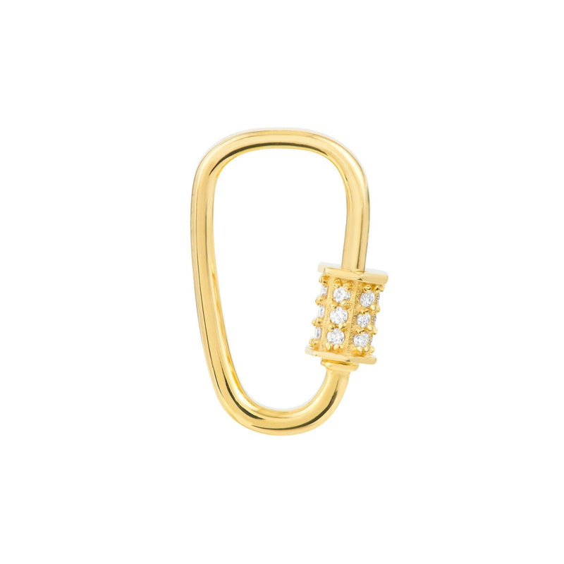 Birmingham Jewelry - 14K Yellow Gold Asymmetrical Diamond Screw Carabiner Lock - Birmingham Jewelry