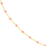 Birmingham Jewelry - 14K Yellow Gold Baby Pink Enamel Bead Piatto Chain - Birmingham Jewelry
