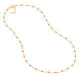 Birmingham Jewelry - 14K Yellow Gold Baby Pink Enamel Bead Piatto Chain - Birmingham Jewelry