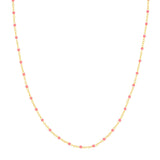 Birmingham Jewelry - 14K Yellow Gold Baby Pink Enamel Bead Piatto Chain - Birmingham Jewelry