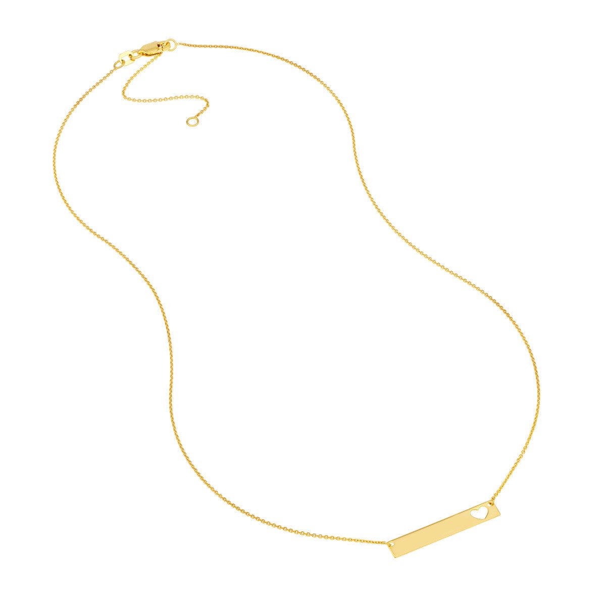 Birmingham Jewelry - 14K Yellow Gold Bar Necklace with Heart Cutout - Birmingham Jewelry