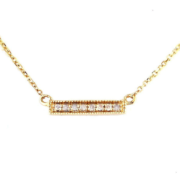 14K Yellow Gold Bar Single Micro Pave Diamond Necklace Birmingham Jewelry Necklace Birmingham Jewelry 