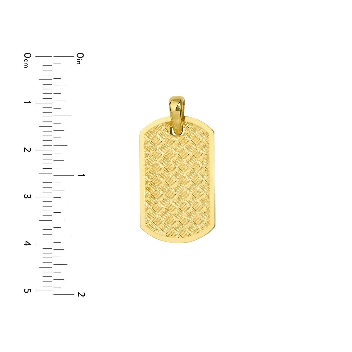 Birmingham Jewelry - 14K Yellow Gold Basket Weave Design Dog Tag Pendant - Birmingham Jewelry