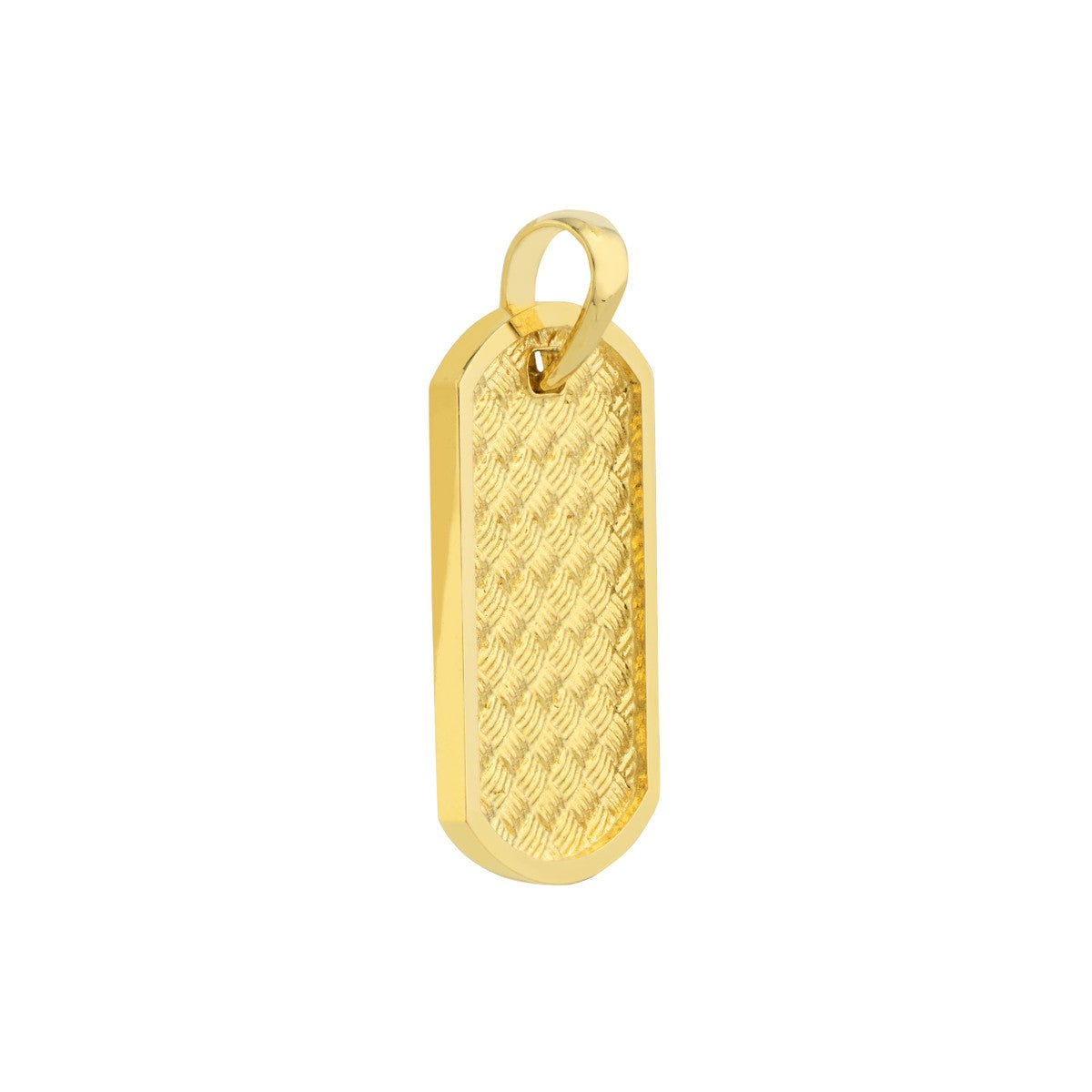 Birmingham Jewelry - 14K Yellow Gold Basket Weave Design Dog Tag Pendant - Birmingham Jewelry