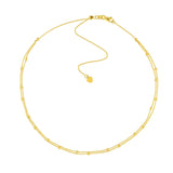 Birmingham Jewelry - 14K Yellow Gold Bead Stations Double Chain Choker - Birmingham Jewelry
