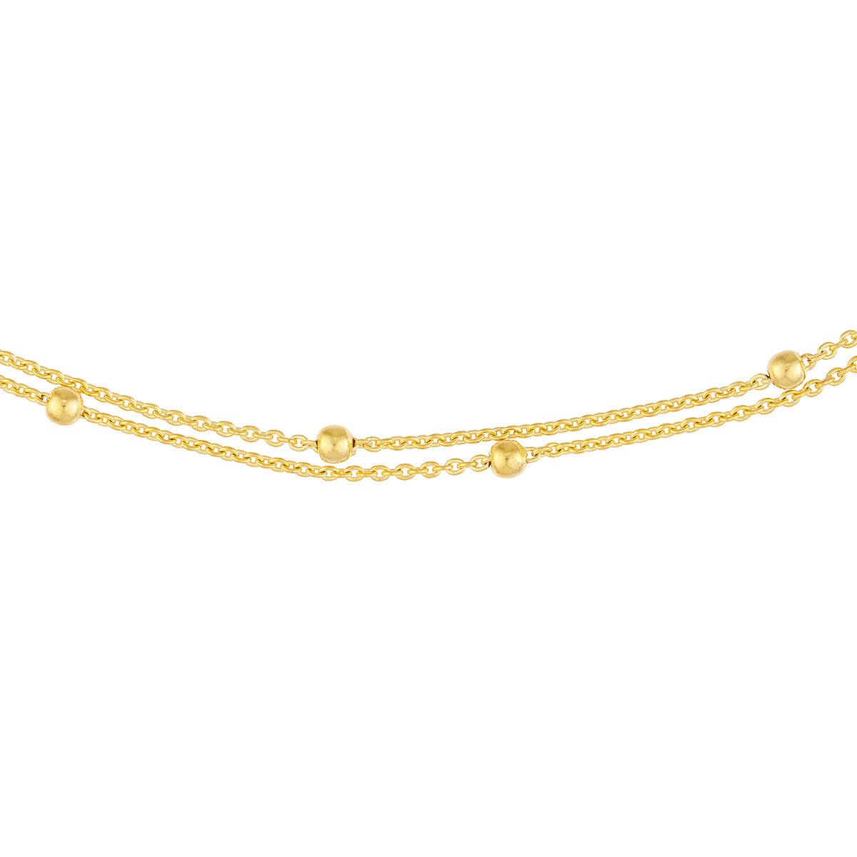 Birmingham Jewelry - 14K Yellow Gold Bead Stations Double Chain Choker - Birmingham Jewelry
