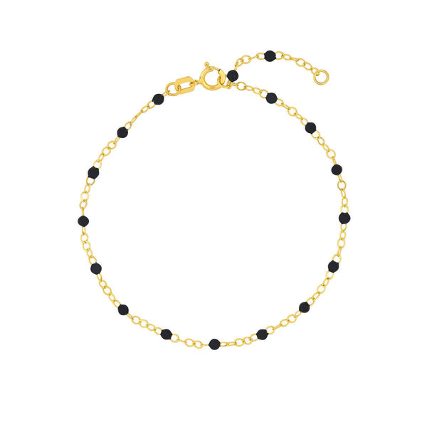 Birmingham Jewelry - 14K Yellow Gold Black Enamel Bead Piatto Chain - Birmingham Jewelry